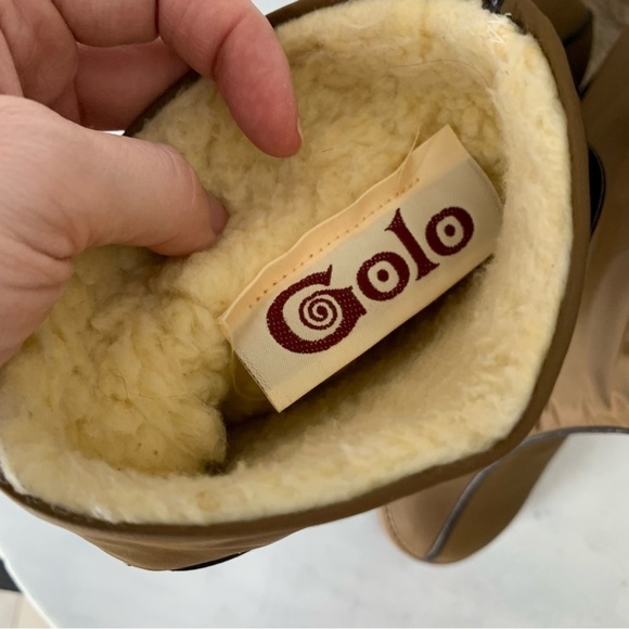 Vintage boot GOLO brand high heel boots, Nylon Tan Size 7 Vibram Sole Waterproof - Picture 11 of 15